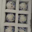 DoubleFill 6 Pcs Ceramic Blue and White Easter Eggs Chinoiserie Porcelain Eggs Spring Basket Bowl Filler Rustic Decorative Farmhouse Ornaments for Easter Home Trays Holiday Party Decorations