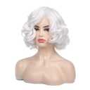 Baruisi Short Curly White Wig for Women Synthetic Natural Wavy Costume Wig for Cosplay Party