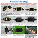 Helunsi 2 Pieces Waterproof IP68 External Junction Box, 2 Way Outdoor Junction Box, Underground Plug Line Coaxial Cable Connector Wire Range 5 to 15mm Electrical Power Cord Weatherproof Boxes - Black