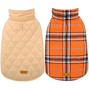 Kuoser Warm Dog Coat, Waterproof Dog Coats for X-Small Dogs, Adjustable Durable Doggie Winter Jacket Reversible Cozy Puppy Cold Weather Apparel from Small to Large Breed, Orange XS