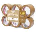 Eco-Friendly Brown Kraft Paper Packing Tape,Heavy Duty Packaging can Biodegradable, Pray Panting,Sealing,Writable and Easier Tear by Hands, 2 Inch x 30 Yards, 6 Rolls,Total 180 Yards