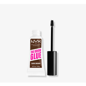 NYX PROFESSIONAL MAKEUP The Brow Glue, Extreme Hold Tinted Eyebrow Gel  Dark Brown