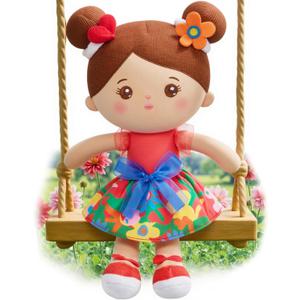 OUOZZZ 12.6" Soft Baby Doll Toys for 1 + Year Old Girl Gifts, Hispanic Doll Birthday Gifts for 1 Year Old Girl Valentine Plush Toys Gift for Toddler Kids Brown Skin (B-abby Floral)