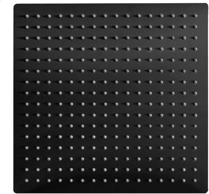 Hoimpro 12 Inch Square Rain Shower Head, Large Waterfall Rainfall Showerhead, High Pressure Stainless Steel Rainfall Rainhead, 1/16 Ultra-Thin Water Saving Design with Silicone Nozzle, Matte Black