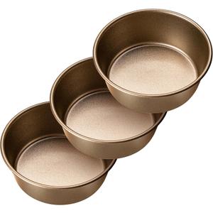 Yomvzake Air Fryer Mini Pie Pan Tart Tins, Jumbo Muffin Cupcake Pan 4 Inch Air Fryer Hamburger Bun Mold, 3PCS Non-Stick Air Fryer Egg Baking Pan Individual Pazookie Mini Cake Pans for Baking (Round)