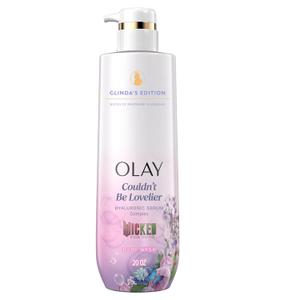 Olay Body Wash for Women, Couldn't Be Lovelier Glinda's Edition, Intensely Hydrating & Renewing, Pro-Hyaluronic Acid Serum with Vitamin B3, For All Skin Types, Raspberry & Bubbles Scent, 20 fl oz