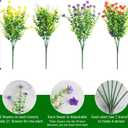 4PCS Faux Flowers (Red/Yellow/White/Purple) No Fade Artificial Shrubs Fake Plants Greenery, Plastic Woven Rattan Vase and Odor Absorber Beads Set for Home Decor Air Purifying