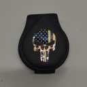 AJLOTMO Sunglasses Holder for Car, Leather Glasses Frame, Eyeglass Hanger Card Clip for Car Sun Visor,Sunglasses Holder for Universal Car Visor(American Flag Skull A)