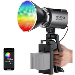 NEEWER MS60C RGBWW LED Video Light with 2.4G/APP Control, 65W Metal Mini RGB COB Continuous Output Lighting Bowens Mount Handheld Spotlight 2700K-6500K,8300lux/1m, CRI 97+/TLCI 98+,17 Effects + RGBCW NEEWER MS60C RGBWW LED Video Light with 2.4G/APP Control, 65W Metal Mini RGB COB Continuous Output Lighting Bowens Mount Handheld Spotlight 2700K-6500K,8300lux/1m, CRI 97+/TLCI 98+,17 Effects + RGBCW