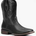 Lumeheel Cowboy Boots for Men - Western Men's Boots with Classic Embroidered, Slip on Square Toe Boots, Slip Resistant Country Boots Chunky Heel Ankle, Durable Short Boots for Spring Fall 8.5