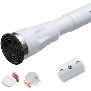 White Tension Curtian rod no drill, 42 to 115 inch Adjustable Heavy Duty black shower curtain rod for Windows bathroom Closet