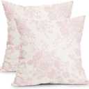 Vintage Floral Pillow Covers 18x18 Inch Set of 2 Light Pink and Cream Floral Throw Pillow Covers Chinoiserie Flower Pillowcases Rustic Farmhouse Cushion Covers for Couch Home Decor
