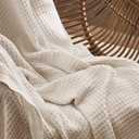 Bedsure Gentlesoft 100% Cotton Blanket Twin XL Size for College Dorm - Cooling Breathable and Soft for Summer, Waffle Weave Twin Blanket for Bed, Dorm Room Essentials, Light Beige, 66x90 inches