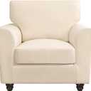 SearchI Stretch Sofa Cover Couch Covers, 2 Piece Armchair Slipcover with Separate Chair Cushion Cover, Washable Furniture Protector for Living Room(Armchair, Beige) (Small, Beige)