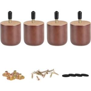 Alyoen Wood Furniture Legs 2/3/4/6 inch Sofa Legs Pack of 4 Round Couch Legs - Wooden Replacement Feet for Dresser Legs Sideboard Recliner Couch Circle Chair Couch Riser Coffee Table (2 Inch) (1 missing)