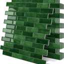 Thick Green Peel and Stick Tile Backsplash 12"x12" Self Adhesive Wall Marble Tiles for Kitchen (10-Sheet)