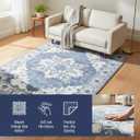 Muddy Mat Navybell 5ft x 7ft Washable Area Rugs for Living Room, Bedroom & Dining Room Modern Soft Low Pile Non Slip Carpet Pet Friendly Waterproof Foldable Rugs for Home