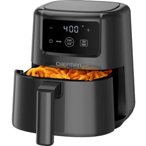 CHEFMAN 2 Qt Mini Air Fryer – Digital Space-Saving Compact Air Fryer with Nonstick and Dishwasher Safe Basket, Quick & Easy Meals in Minutes, Features Digital Timer and Shake Reminder – Black