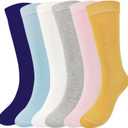 Marchare Girls Knee High Socks Kids Boys School Uniform 5-7 Years Seamless Cotton Athletic Socks Stockings Ivory/Pink/LGrey/DNavy/Blue/Yellow 6 Pack