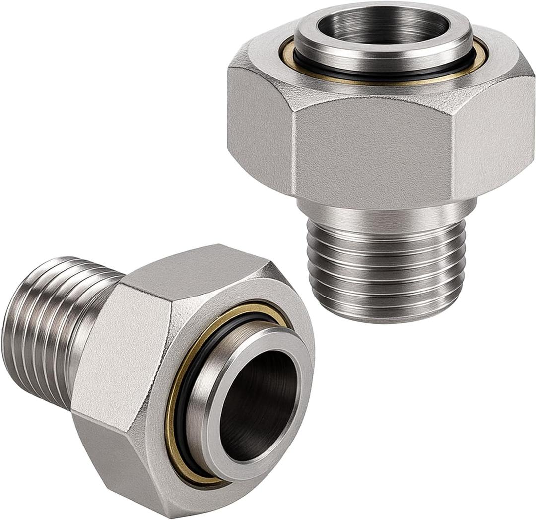 2 x 2-Pack 3/4" x 1/2" Brass-Nickel Plated Air Line Fittings Straight Connectors with 1/2" NPT Male Thread 200 PSI, Compatible with Shop/Garage Compressed Air Systems