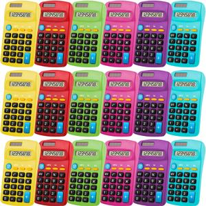 Weewooday 24 Pieces Pocket Size Calculator 8 Digit Basic Solar Battery Dual Power Mini Calculator for Desktop Home Office School Students Kids, 6 Colors