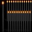 Macarrie 24 Packs Flameless Taper Candles Battery Operated Fake 11 Inch Long Candle Light LED Flameless Candlesticks Flickering Tapered for Wedding, Halloween, Christmas(Black)