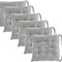 6 Pack Square Seat Cushion Chair Pads for Kitchen Dining Chairs, Soft Comfort Velvet Chair Mat Pillow Cushions with Ties for Office Desk Living Room Tatami 15.5", Gray