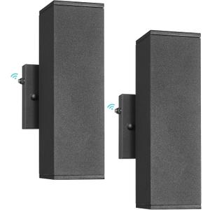 Ken & Ricky 2 Pack Dusk to Dawn Outdoor Lighting, Modern Exterior Lighting Fixtures, Aluminum Front Porch Light, Black Outdoor Wall Sconce with Glass Cover, KR3324-W-2PK-Black