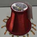 Livex Lighting S158 Bell Clip Chandelier Shade with Amber Beads, 3" x 6" x 5", Red Silk