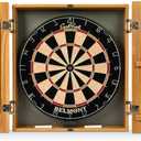 EastPoint Sports Official Size Dart Board Cabinet Set- Easy-Assembly & Complete with 6 Deluxe Steel Tip Darts and Accessories -Premium Darts Set with Scoreboard for Bar Games & Indoor Games (Natural Wood)