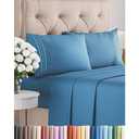 Twin Size 4 Piece Sheet Set - Comfy Breathable & Cooling Bed Sheets Set - Hotel Luxury Bedding for Women, Men, Kids, Teens, Boys & Girls - Deep Pockets, Soft and Wrinkle Free - Oeko-Tex - Denim Blue