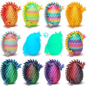 12PCS 3D Printed Dragon Eggs with Dragon Inside, Easter Basket Stuffers for Teens, Easter Gifts for Kids, Easter Basket Filler Ideas, Prefilled Easter Eggs Bulk, Easter Egg Fillers Toys for Boys Girls, Small