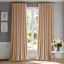 MIULEE Blush Beige Velvet Curtains 90 inches 2 Panels - Luxury Room Darkening Window Drapes for Bedroom Living Room Thermal Insulated Super Soft Blackout, Back Tab Rod Pocket Pinch Pleated, W52 x L90