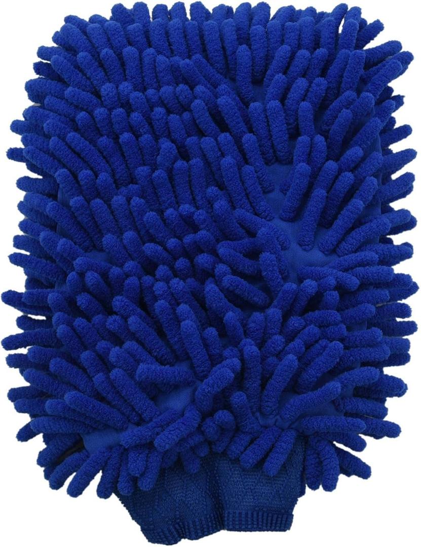 Microfiber Mitt, Car Wash Mitt(4-Pack) Noodle Microfiber Wash Gloves Car Cleaning Microfiber Mitt with Polishing Cloth 