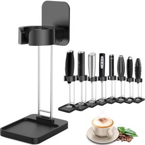 DERGUAM Milk Frother Stand for Milk Frothers, Durable and Stable Stainless Steel Frother Stand, [Standing or Hanging]Milk Frother Holder for Multiple Types Handheld Frother