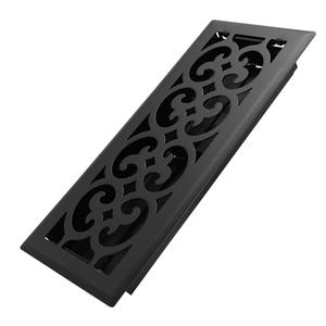 Howeall 4x12 Inches Heavy Duty Walkable Floor Register Easy Adjust Air Supply Lever Floor Vents - Charlotte Design - Vent Cover for Home Floor - Matte Black