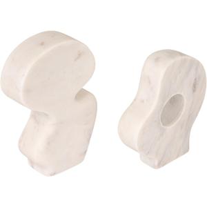 Bloomingville Decorative Abstract Marble Sculptures, Set of 2 Styles, White