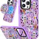 Lotadilo Cute Case for iPhone for Women Girls - Funny Skull Flower Design Compatible with Magsafe Magnetic Ring Holder Kickstand Fashion TPU Phone Covers for iPhone  Phone Case