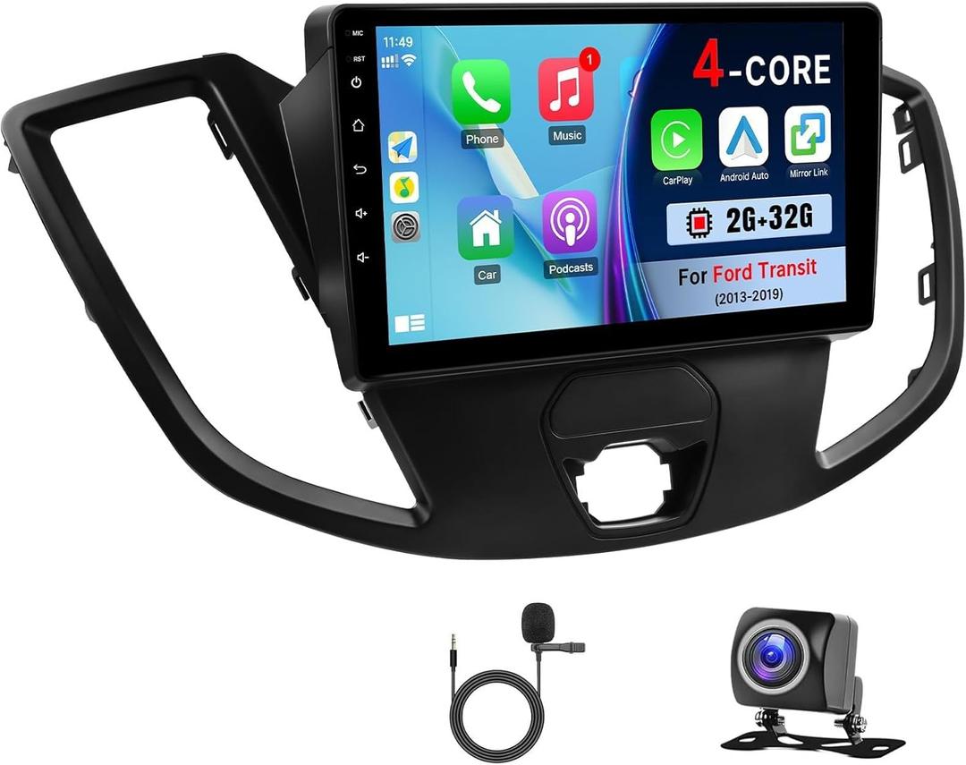 2+32GB Android Car Radio for Ford Transit 2013 2014 2015 2016 2017 2018 2019 Stereo with CarPlay Android Auto, 9" IPS Touch Screen for Transit Head Unit with GPS Navi/Bluetooth/FM/WiFi/SWC/Camera/MIC