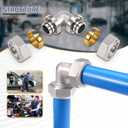 2PCS 3/4 Elbow Air Piping Fittings, Air Line Fittings For Shop Garage Compressed Air line System Kit Brass-Nickel Plated, 200PSI