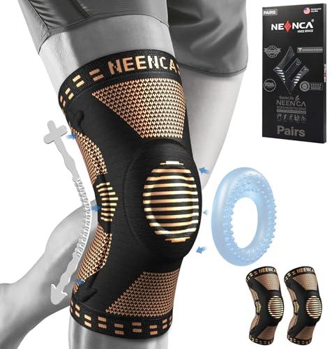 NEENCA 2 Pack Knee Braces for Knee Pain, Compression Knee Sleeves with Patella Gel Pad & Side Stabilizers, Knee Support for Meniscus Tear, Arthritis, Joint Pain, ACL, Runner, Workout