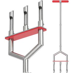 Manual Lawn Aerator - 42 Inch, 304 Stainless Steel Aerator Lawn Tool, Easy to Install, Rust Resistant, Core Aerator for Yard&Grass Compacted Soil, 3 Detachable Hollow Tines, Non Slip Foot Pad