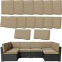 14Pcs Outdoor Cushion Covers Replacement Washable w/Zipper for 6-Seaters Sofa Patio Slipcovers Set Seat and Back Covers Only-25x25x3.15inch