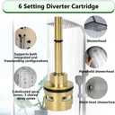 RP51919 Shower Diverter Cartridge Replacement Compatible with Delta R11000, R22000 & R10000 Series, 6-Setting Diverter Valve Cartridge, Solid Brass Leak-Proof Shower Repair Kit with Installation Tools