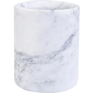 Natural Marble Utensil Holder for Kitchen Counter Decor, Flatware & Utensil Storage Organizer - Kitchen Utensil Organizer for Countertops, Office & Center Table, White Gray