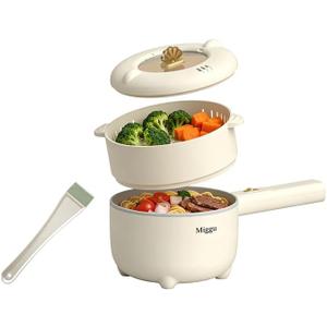 Electric Hot Pot 2L, 700W Portable Multi-Purpose Cooker with Dual Power Control, Non-Stick Pot for Noodles, Steak, Eggs, Ramen, Oatmeal, and More