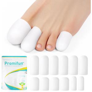 Silicone Toe Protectors,6 Pairs Soft Gel Toe Protectors for Men & Women-Toe Caps for Foot Pain Relief-Toe Sleeves for Ingrown Toenails, Corns, Calluses, Blisters(White+2L+3M+1S)