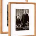 8x10 Cherry Frame USA-Sourced Natural Wood Picture Frames Handcrafted Rounded Corner with Mat to 6x8 Picture Display with Real Glass Family Picture, Photo, Certificate, 2 Pack
