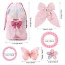 Rosvia Little Girls Hair Accessories Set 70pcs,Elastic Spiral Hair Ties for Thick Hair, Mini Crystal Flower Hair Claws,Butterfly Hair Clips,Toddlers Hair Bows for Girls Teens Kids Toddlers