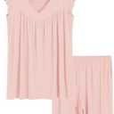 Latuza Women's Bermuda Pajama Shorts Set Soft Viscose Pj Set XL Light Pink